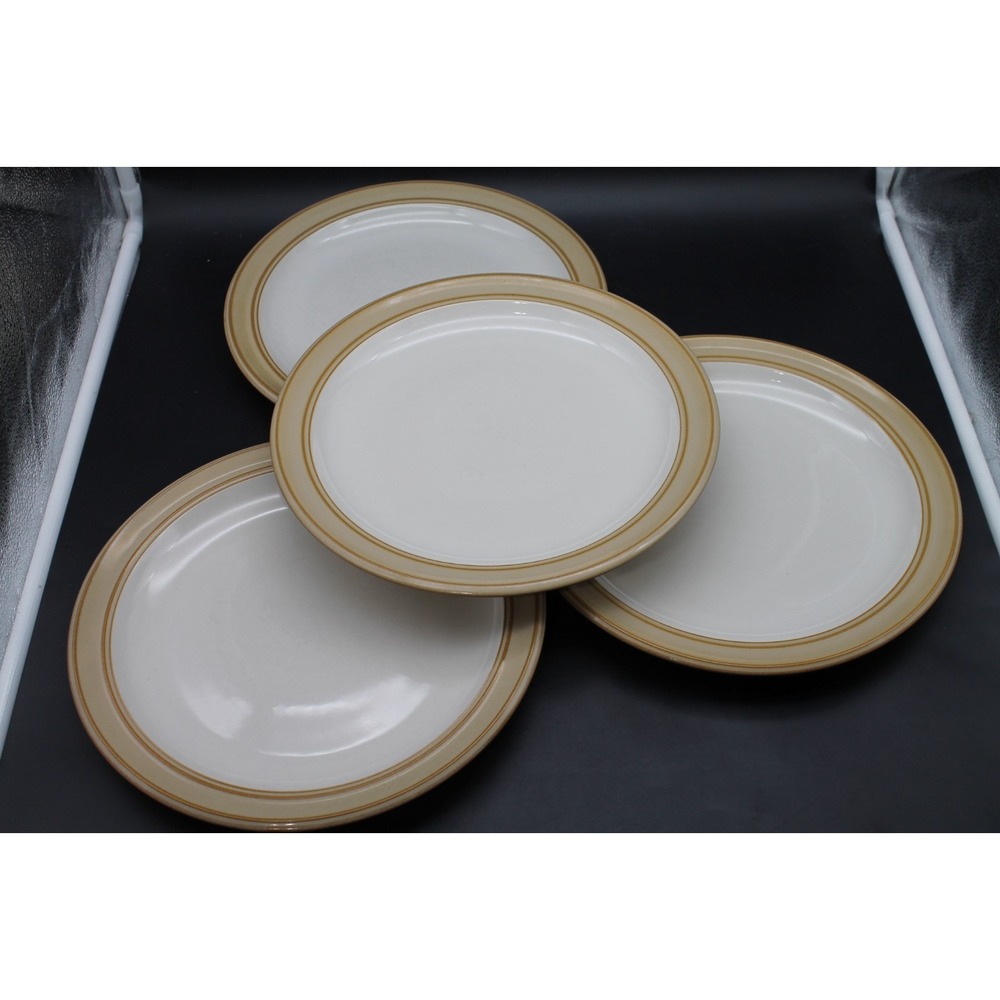 Dansk Sirocco Khaki Dinner Plates Set of 4 Japan Tan Brown Rim 11"